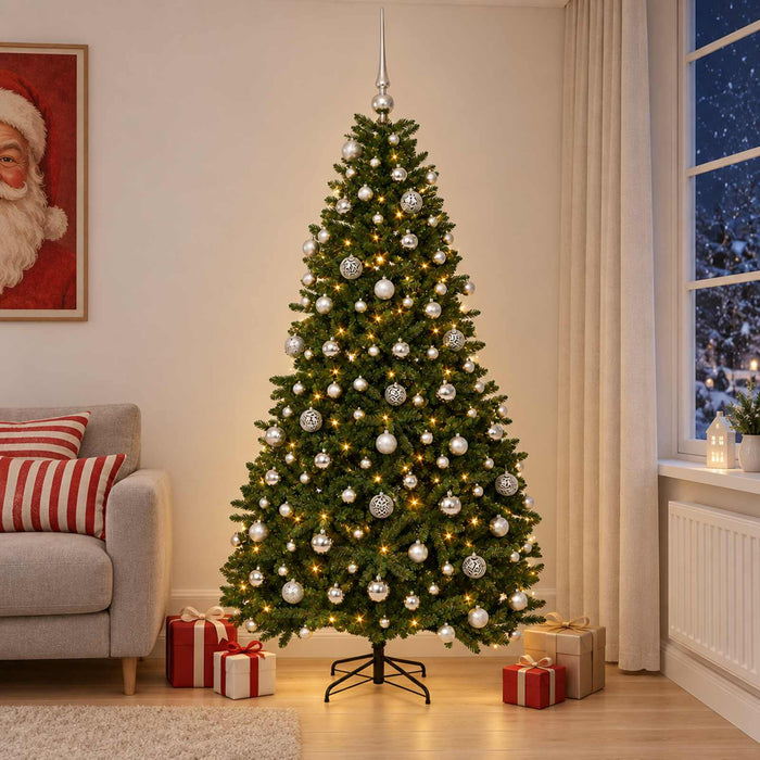 Brad de Crăciun artificial, verde mediu, cu globuri 210 cm - WALTI WALTI
