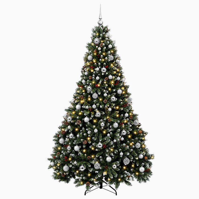 Brad de Crăciun artificial verde cu globuri 210 cm 300 LED-uri - WALTI WALTI