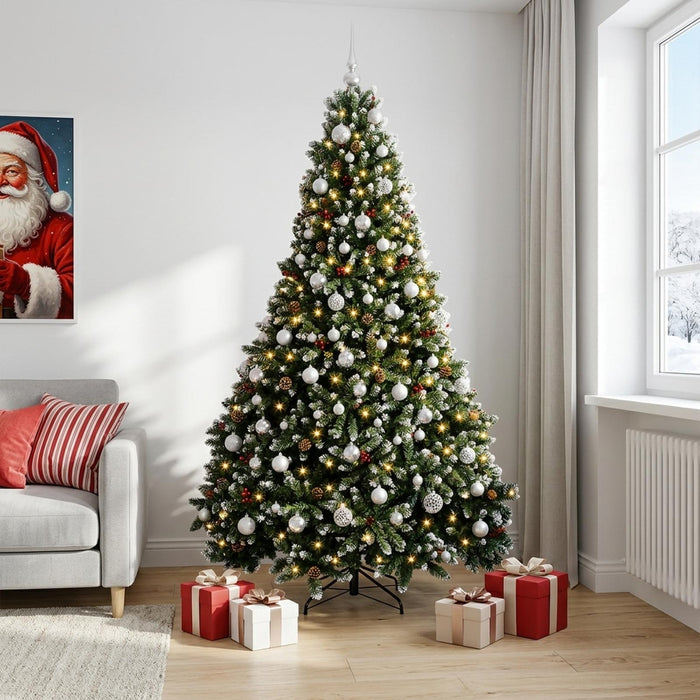 Brad de Crăciun artificial verde cu globuri 210 cm 300 LED-uri - WALTI WALTI