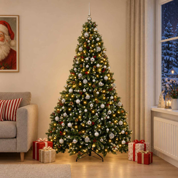 Brad de Crăciun artificial verde cu globuri 210 cm 300 LED-uri - WALTI WALTI