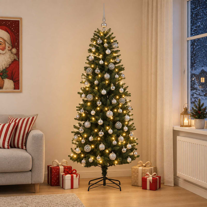 Brad de Crăciun artificial cu globuri 210 cm 300 LED-uri - WALTI WALTI