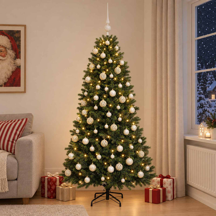 Brad de Crăciun artificial cu globuri 180 cm 300 LED-uri WALTI