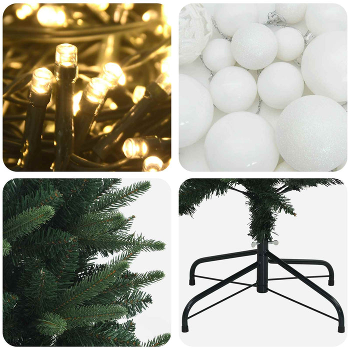 Brad de Crăciun artificial cu globuri 210 cm 300 LED-uri WALTI
