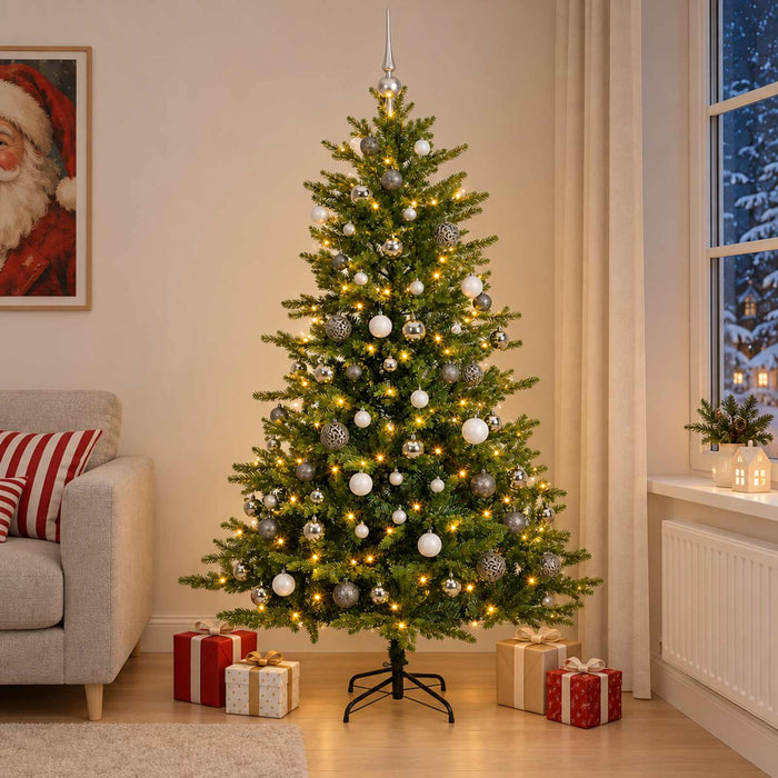 Brad de Crăciun artificial cu globuri 210 cm 300 LED-uri - WALTI WALTI