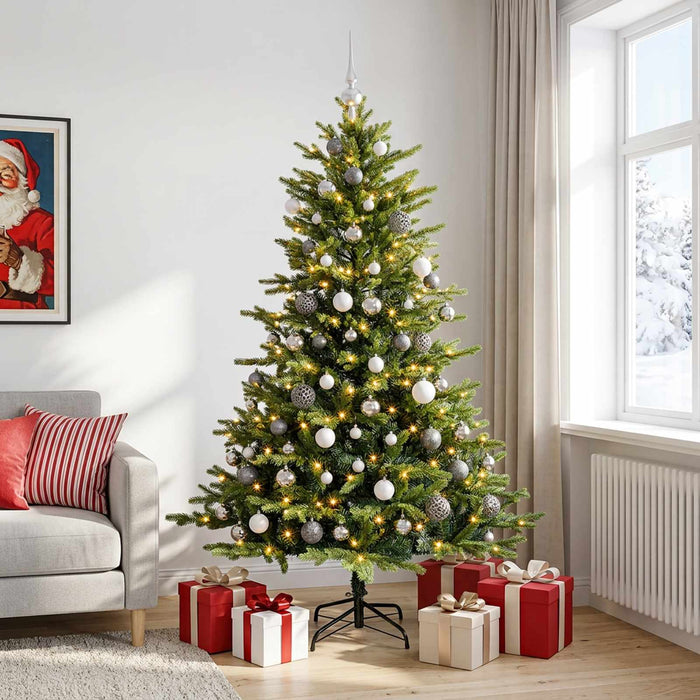 Brad de Crăciun artificial cu globuri 210 cm 300 LED-uri - WALTI WALTI