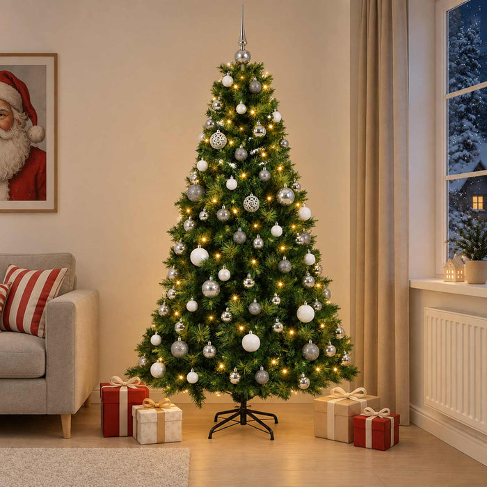 Brad de Crăciun artificial cu glob 180 cm 300 LED-uri Alb cald - WALTI WALTI