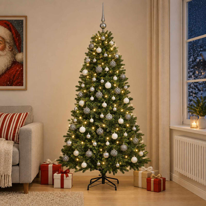 Brad de Crăciun artificial cu globuri 240 cm 300 LED-uri - WALTI WALTI