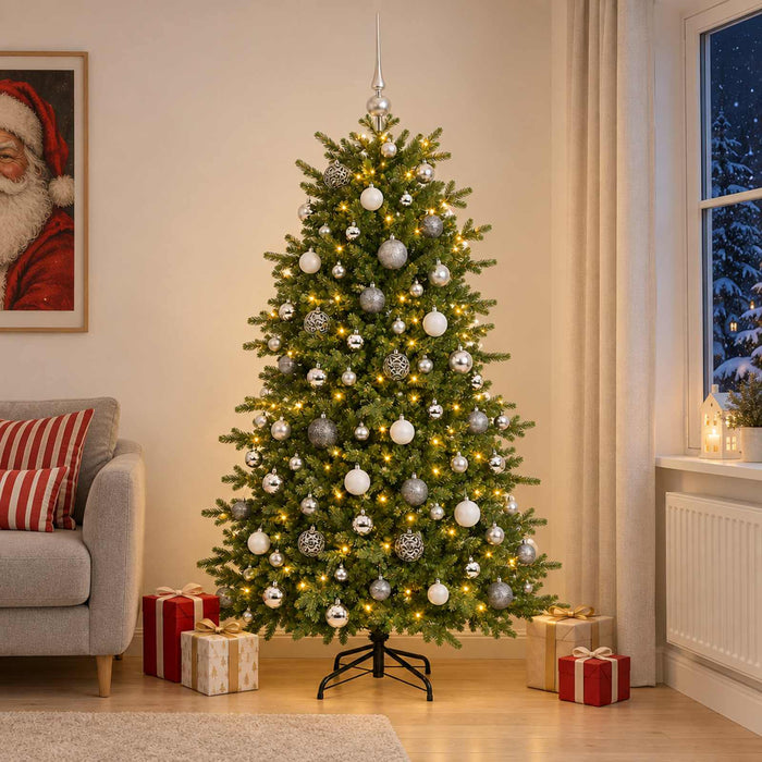 Brad de Crăciun artificial cu glob 210 cm 300 LED-uri Alb cald - WALTI WALTI
