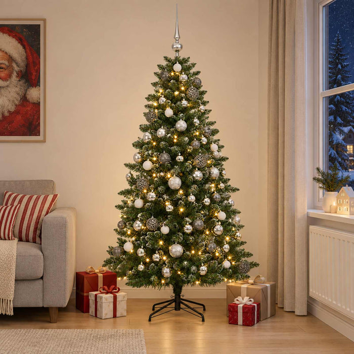 Brad de Crăciun artificial cu globuri 210 cm 300 LED-uri - WALTI WALTI