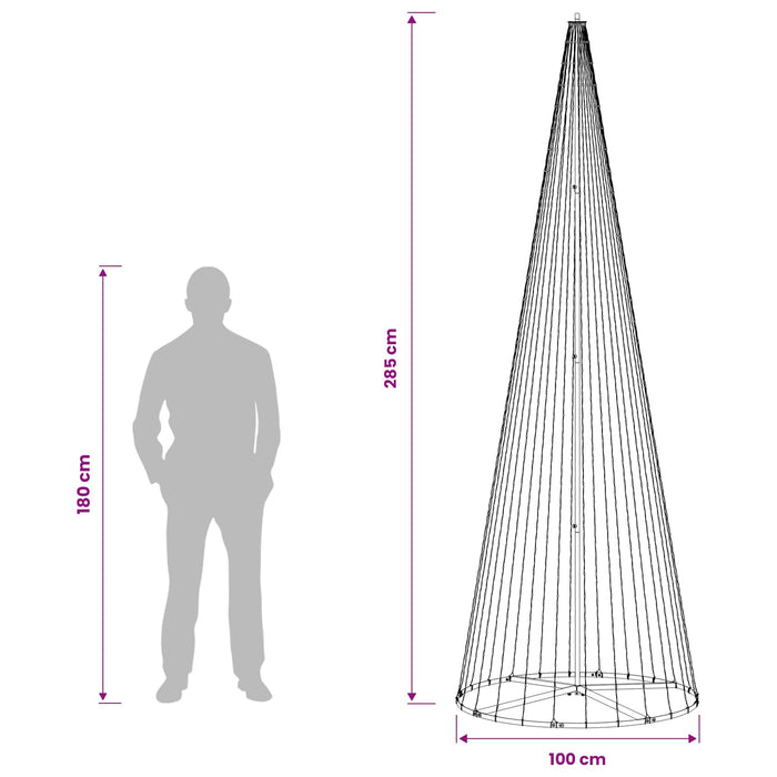 Brad de Crăciun LED 285 cm 744 LED-uri Alb cald Fier Negru - WALTI WALTI