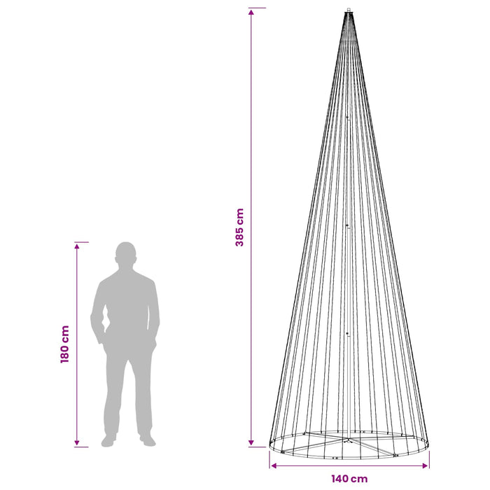 Brad de Crăciun LED 385 cm 1148 LED-uri Alb cald Fier Negru - WALTI WALTI