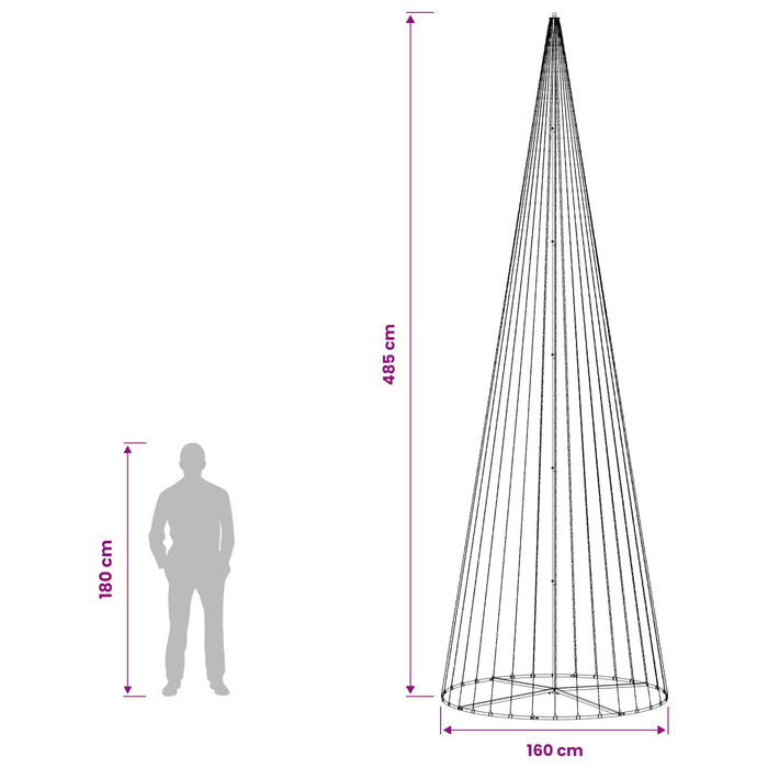 Brad de Crăciun LED 485 cm 1632 LED-uri Alb cald Fier Negru - WALTI WALTI