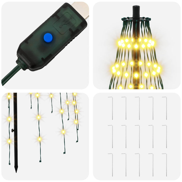 Brad de Crăciun LED 165 cm 270 LED-uri Alb cald Fier Negru - WALTI WALTI