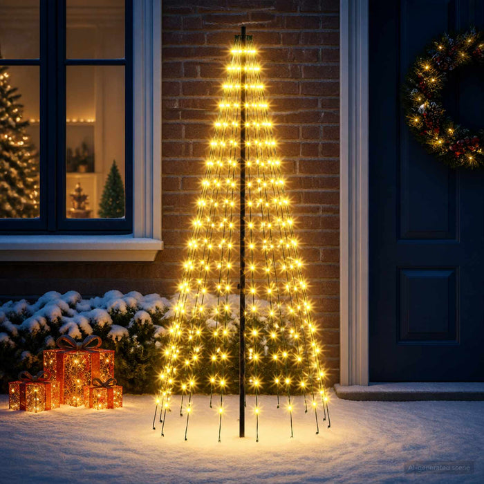 Brad de Crăciun LED 165 cm 270 LED-uri Alb cald Fier Negru - WALTI WALTI