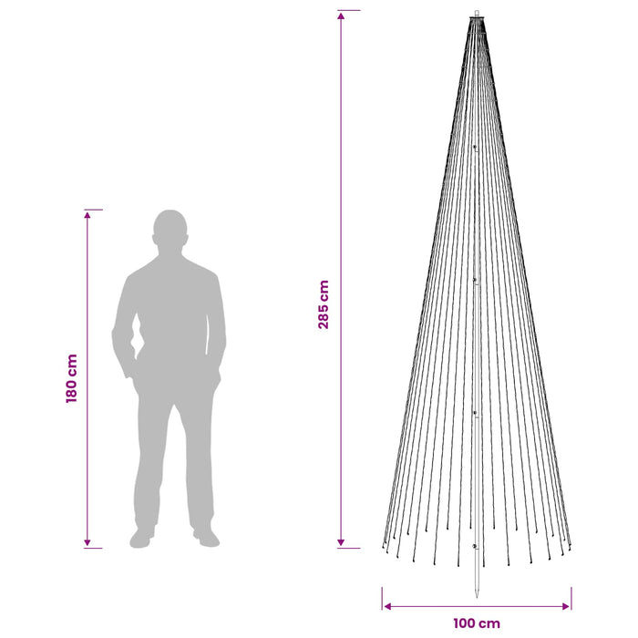 Brad de Crăciun LED 285 cm 744 LED-uri Alb cald Fier Negru - WALTI WALTI