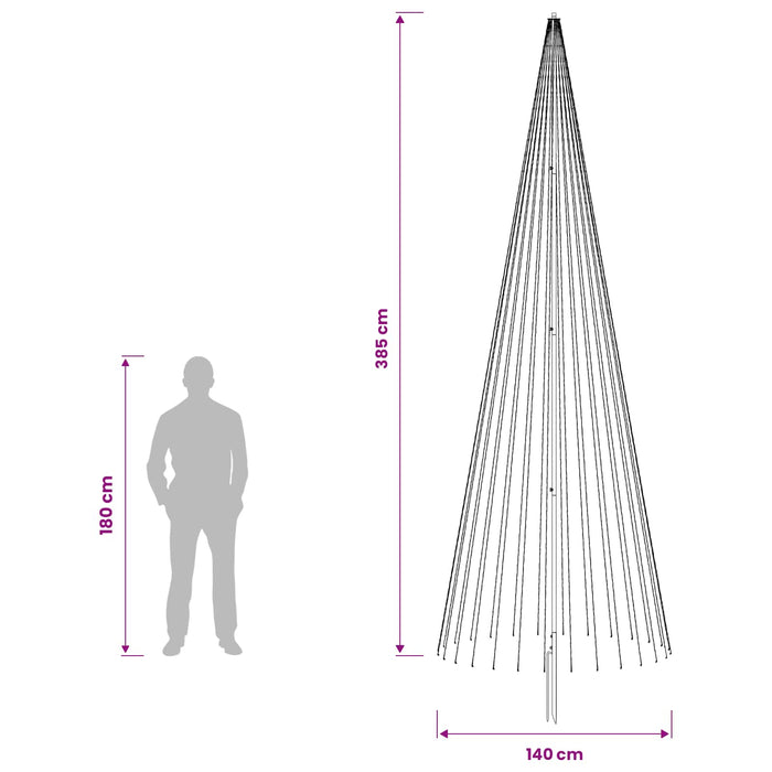Brad de Crăciun LED 385 cm 1148 LED-uri Alb cald Fier Negru - WALTI WALTI