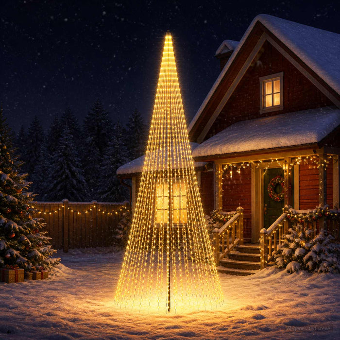 Brad de Crăciun LED 485 cm 1632 LED-uri Alb cald Fier Negru - WALTI WALTI