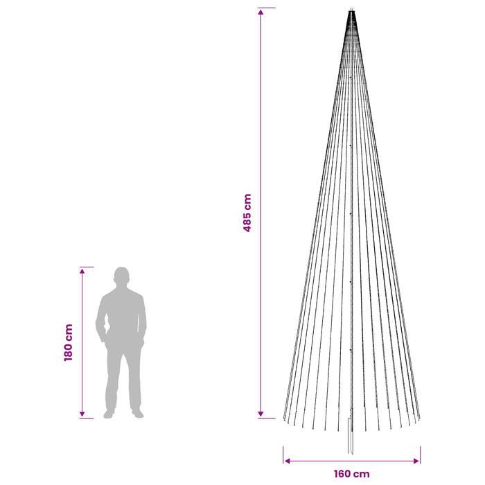 Brad de Crăciun LED 485 cm 1632 LED-uri Alb cald Fier Negru - WALTI WALTI