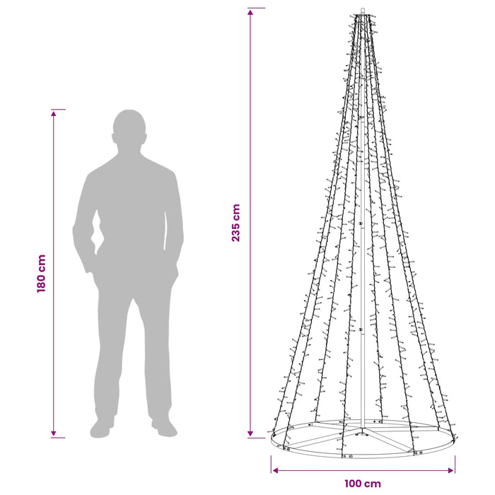Brad de Crăciun LED 235 cm 1000 LED-uri Alb cald Oțel Negru - WALTI WALTI