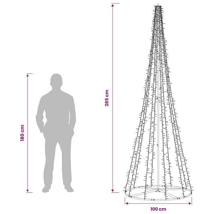 Brad de Crăciun LED 285 cm 1550 LED-uri Alb cald Oțel Negru - WALTI WALTI