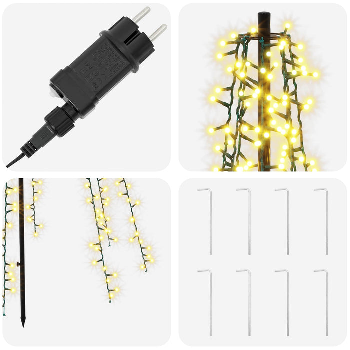 Brad de Crăciun LED 235 cm 1000 LED-uri Alb cald Oțel Negru - WALTI WALTI
