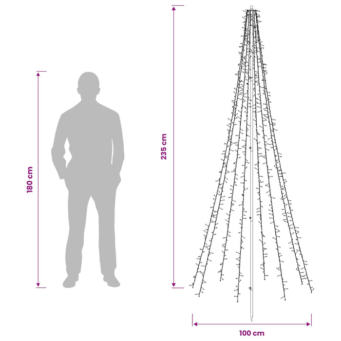 Brad de Crăciun LED 235 cm 1000 LED-uri Alb cald Oțel Negru - WALTI WALTI