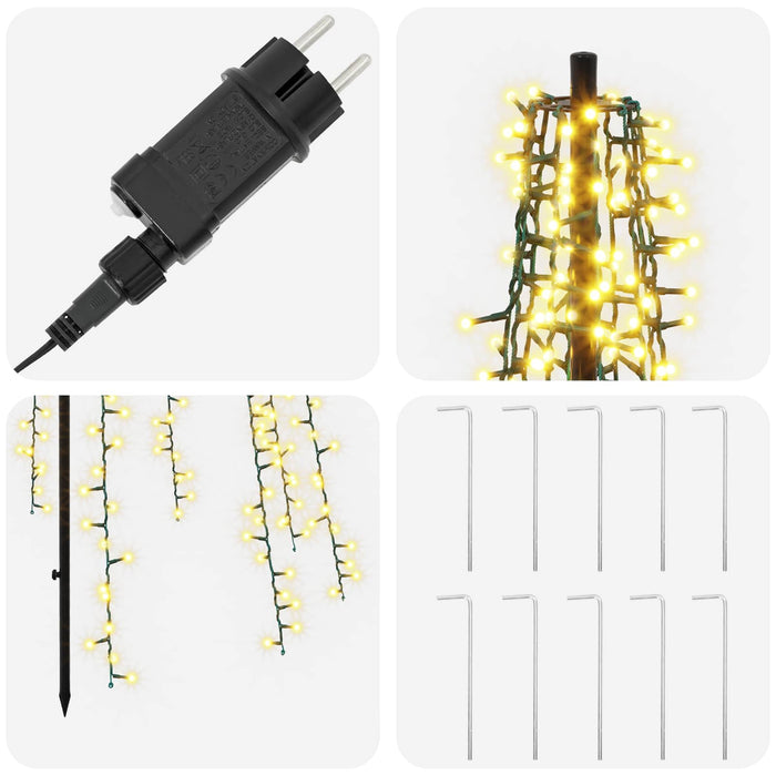Brad de Crăciun LED 285 cm 1550 LED-uri Alb cald Oțel Negru - WALTI WALTI