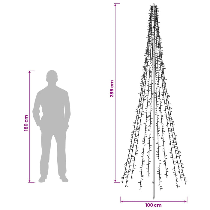 Brad de Crăciun LED 285 cm 1550 LED-uri Alb cald Oțel Negru - WALTI WALTI