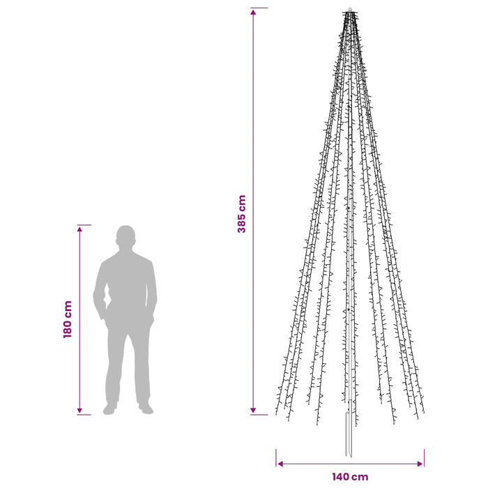 Brad de Crăciun LED 385 cm 2460 LED-uri Alb cald Oțel Negru - WALTI WALTI