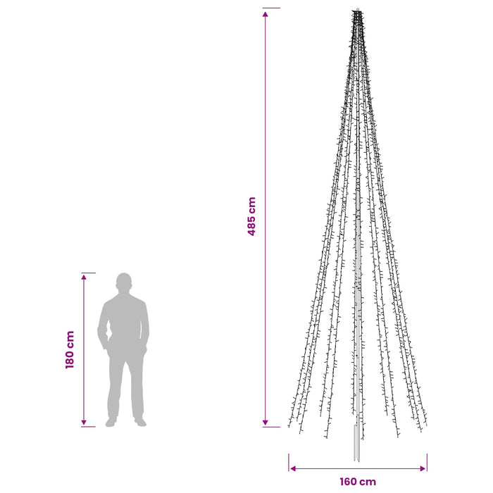 Brad de Crăciun LED 485 cm 3000 LED-uri Alb cald Oțel Negru - WALTI WALTI