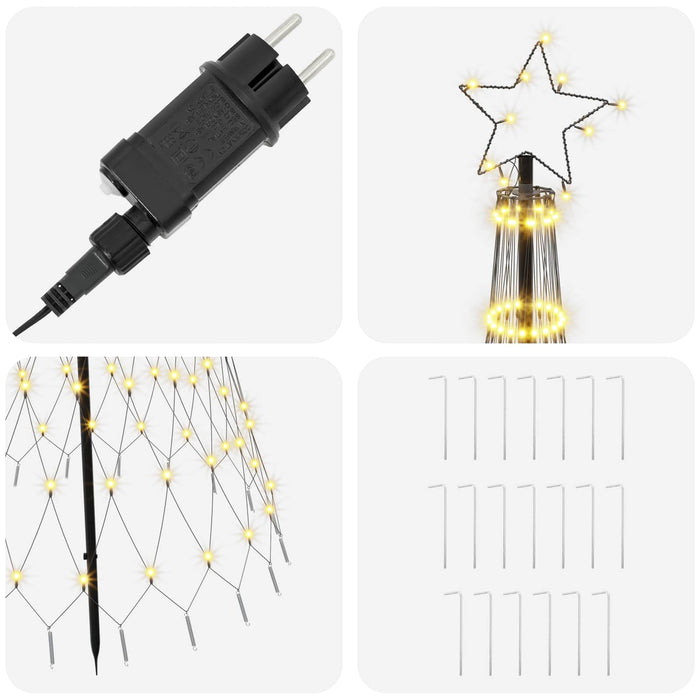 Brad de Crăciun LED 180 cm 230 LED-uri Alb cald Fier Negru - WALTI WALTI