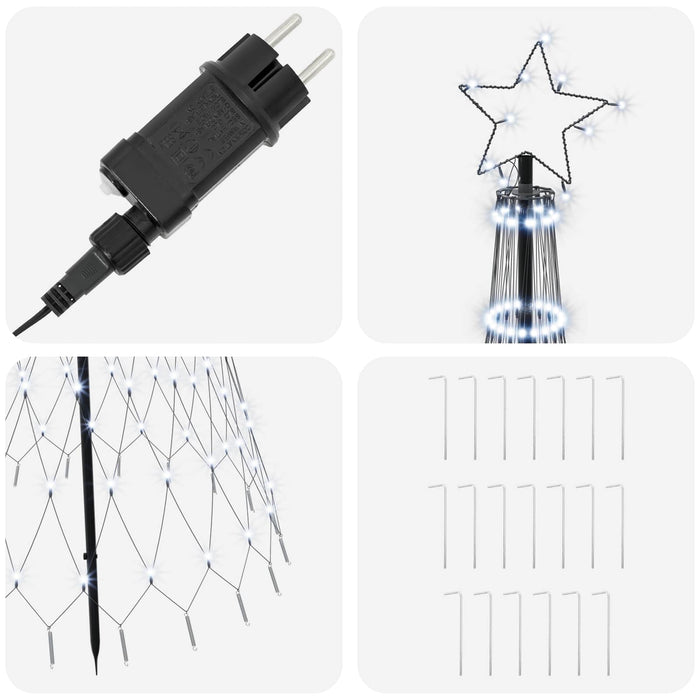 Brad de Crăciun LED 180 cm 230 LED-uri Alb rece Fier Negru - WALTI WALTI