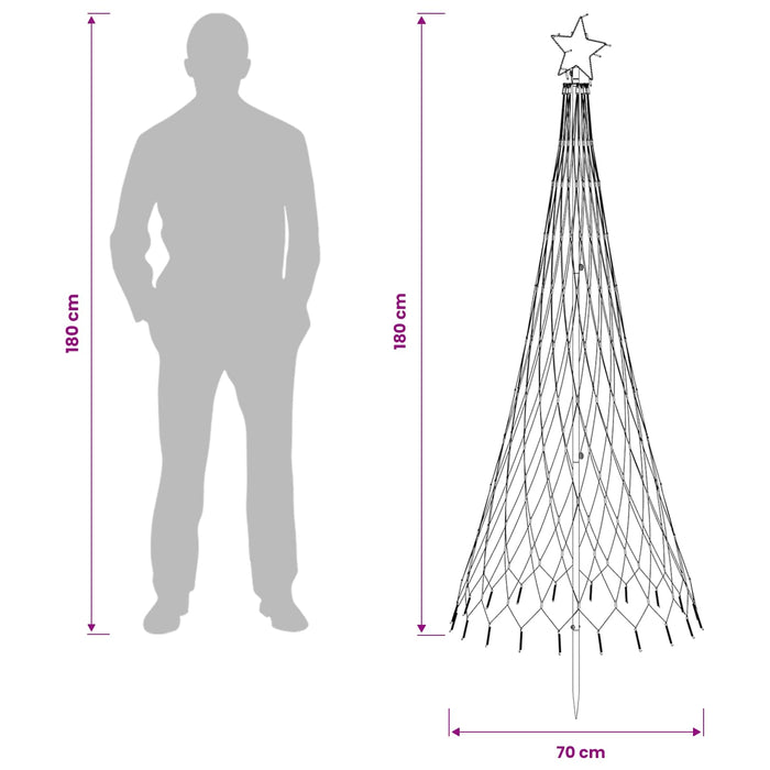 Brad de Crăciun LED 180 cm 230 LED-uri Alb rece Fier Negru - WALTI WALTI