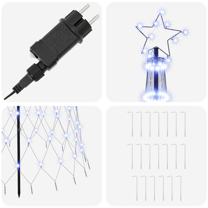 Brad de Crăciun LED 250 cm 290 LED-uri Albastru Fier Negru - WALTI WALTI