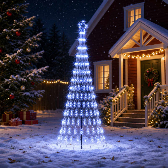 Brad de Crăciun LED 250 cm 290 LED-uri Albastru Fier Negru - WALTI WALTI