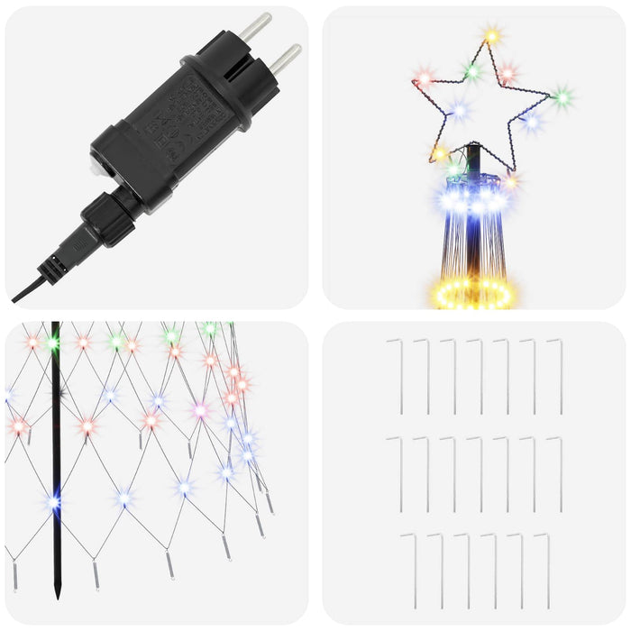 Brad de Crăciun LED 300 cm 350 LED-uri Multicolor Fier Negru WALTI