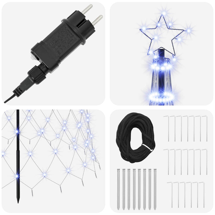 Brad de Crăciun LED 400 cm 450 LED-uri Albastru Fier Negru - WALTI WALTI