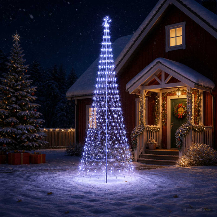 Brad de Crăciun LED 400 cm 450 LED-uri Albastru Fier Negru - WALTI WALTI