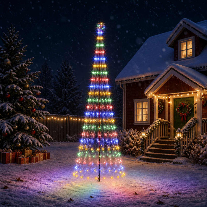 Brad de Crăciun LED 400 cm 450 LED-uri Multicolor Fier Negru - WALTI WALTI