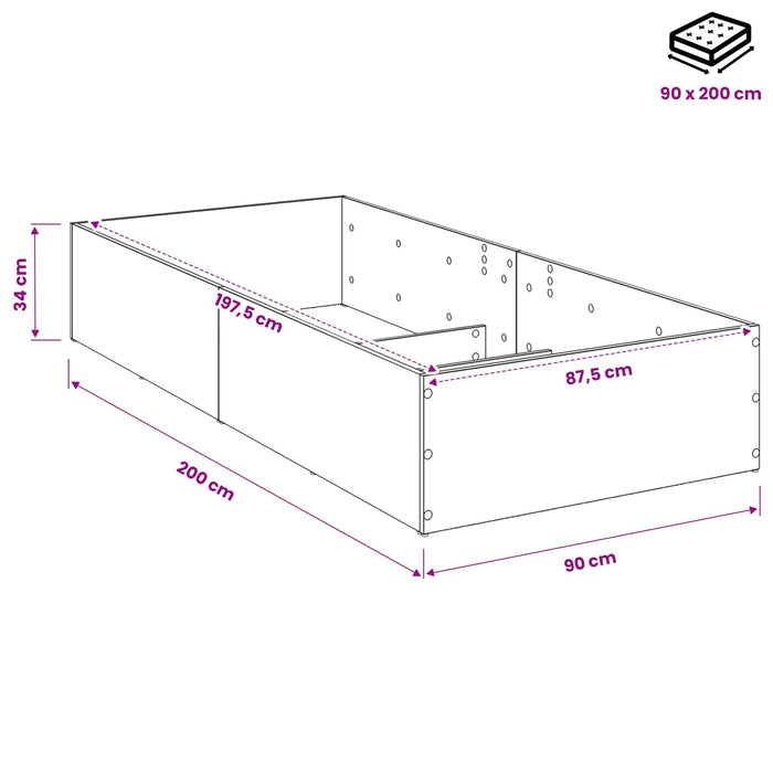Cadru de pat pentru bază de pat reglabilă Alb 90 x 200 cm WALTI