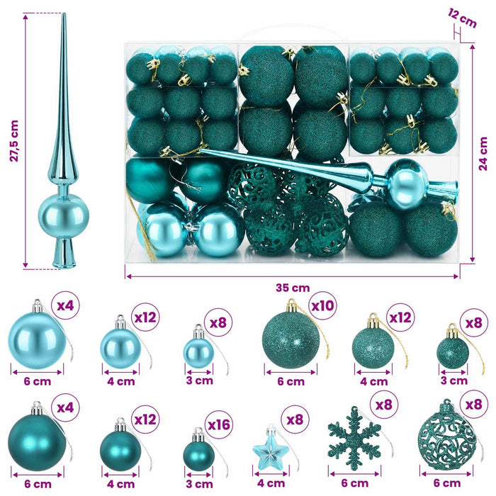 Set de globuri de Crăciun 111 buc. Verde 6 cm Polistiren WALTI
