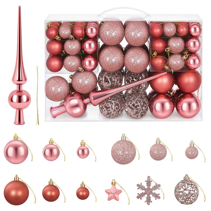 Set de globuri de Crăciun 111 buc. Roz trandafiriu 6 cm WALTI