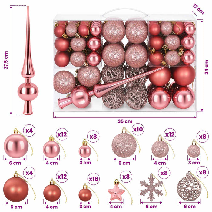 Set de globuri de Crăciun 111 buc. Roz trandafiriu 6 cm WALTI