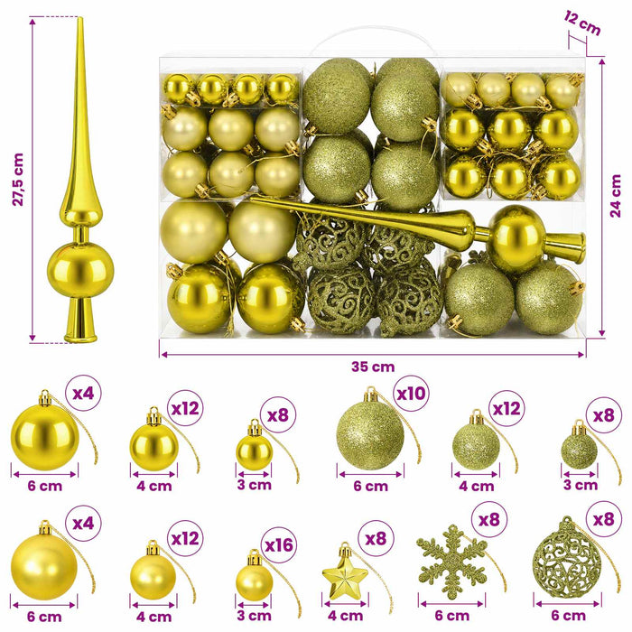 Set de globuri de Crăciun 111 buc. Verde deschis 6 cm WALTI