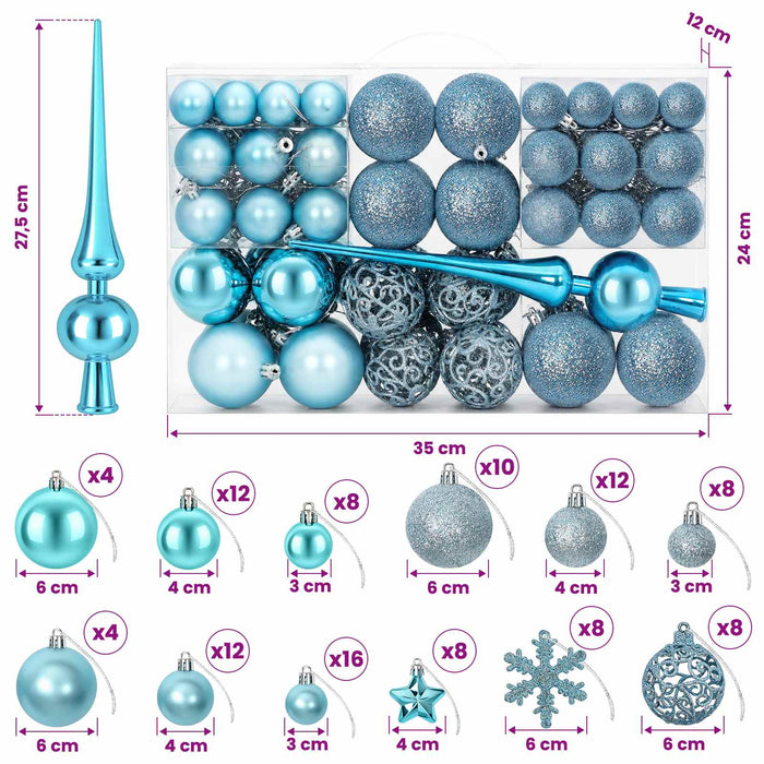 Set de globuri de Crăciun 111 buc. Turcoaz Diam. 6 cm - WALTI WALTI