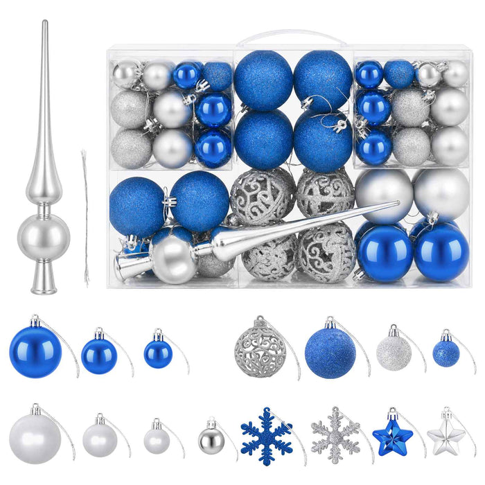 Set de globuri de Crăciun 111 buc. Albastru și argintiu 6 cm WALTI