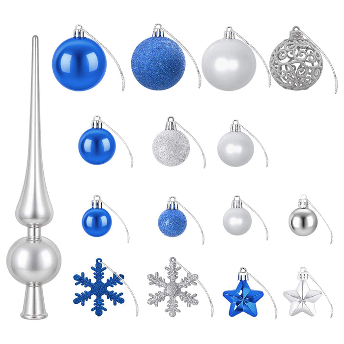 Set de globuri de Crăciun 111 buc. Albastru și argintiu 6 cm WALTI