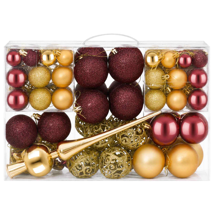 Set de globuri de Crăciun 111 buc. Auriu și roșu vin 6 cm WALTI