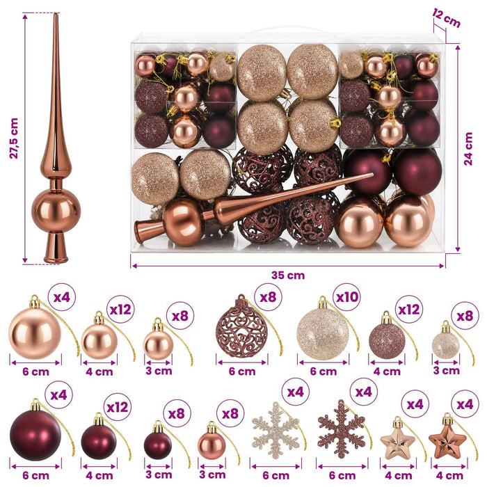 Set de globuri de Crăciun 111 buc. Șampanie și maro 6 cm WALTI
