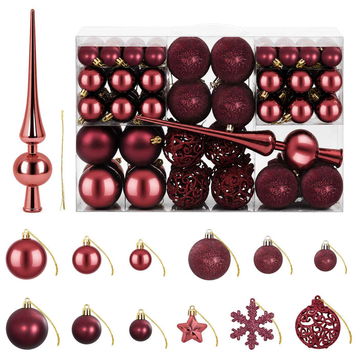 Set de globuri de Crăciun 111 buc. Roșu Vin 6 cm Polistiren WALTI